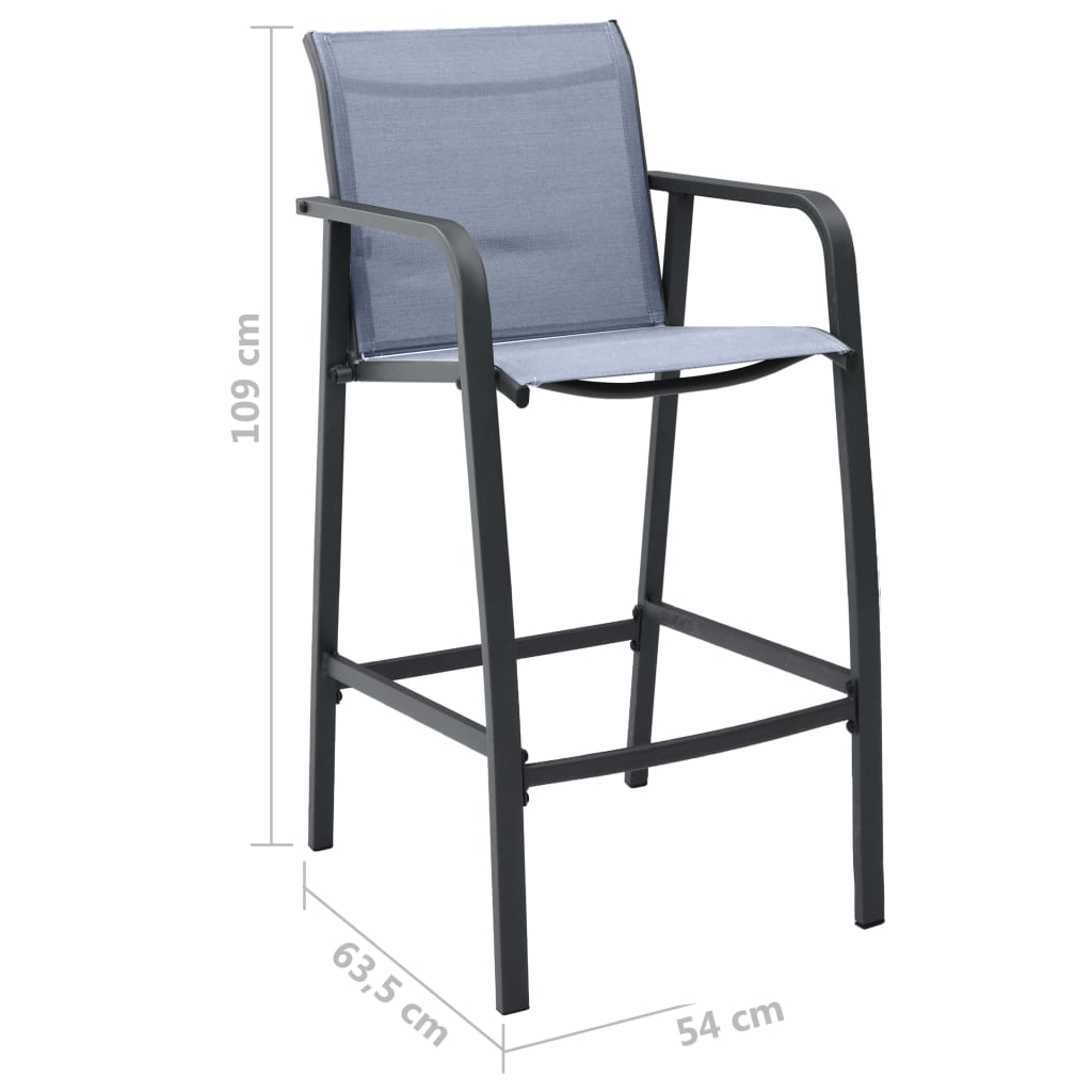 Garden Bar Chairs 2 Pcs Grey Textilene