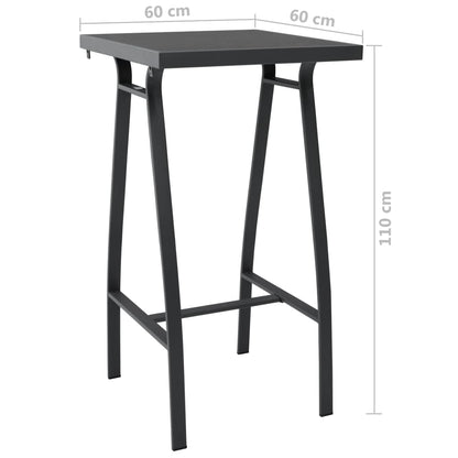 Garden Bar Table Black 60X60X110 Cm Tempered Glass