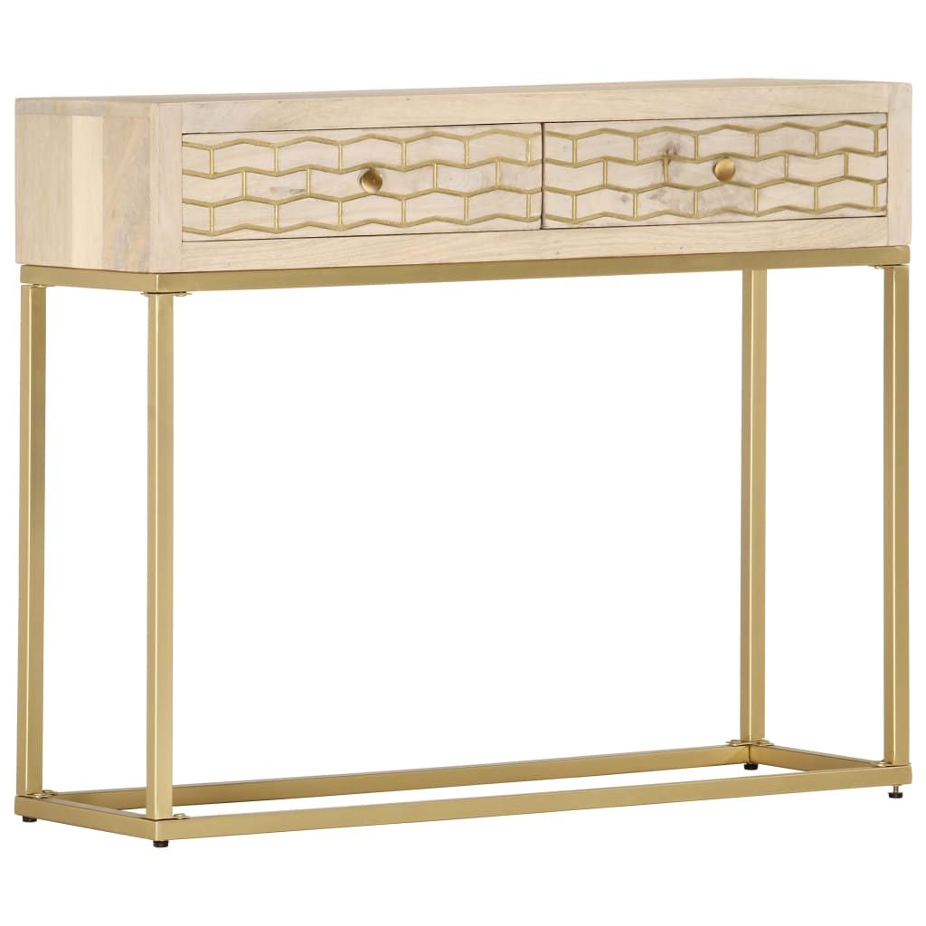 Console Table Gold 90X30X75 Cm Solid Mango Wood