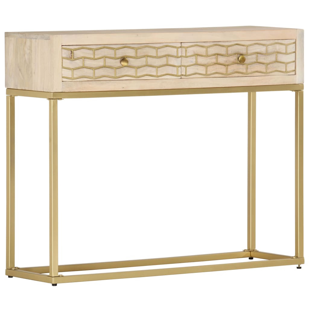 Console Table Gold 90X30X75 Cm Solid Mango Wood