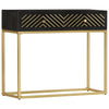 Console Table Black And Gold 90X30X75 Cm Solid Mango Wood