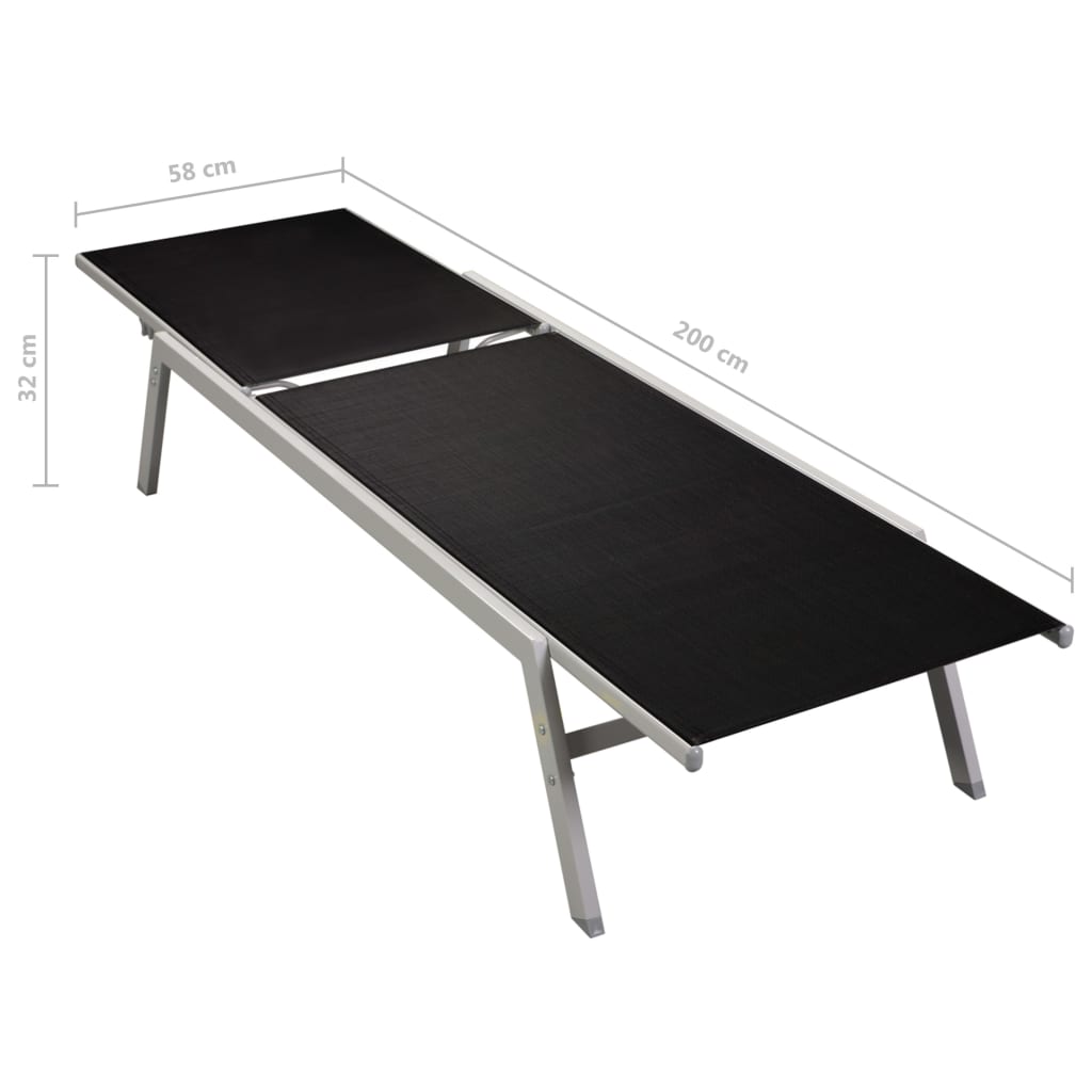 Sun Lounger Steel And Textilene Black