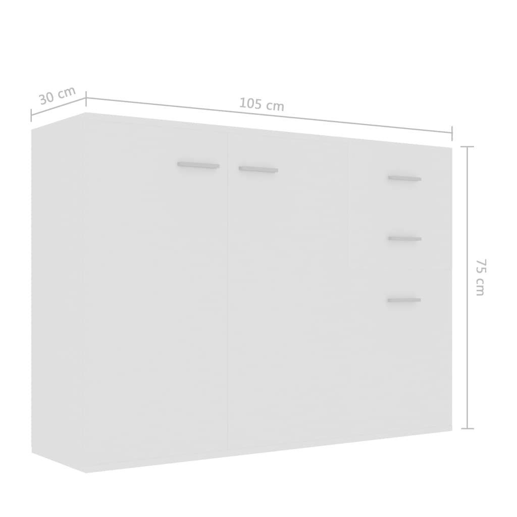 Sideboard White 105X30X75 Cm Engineered Wood