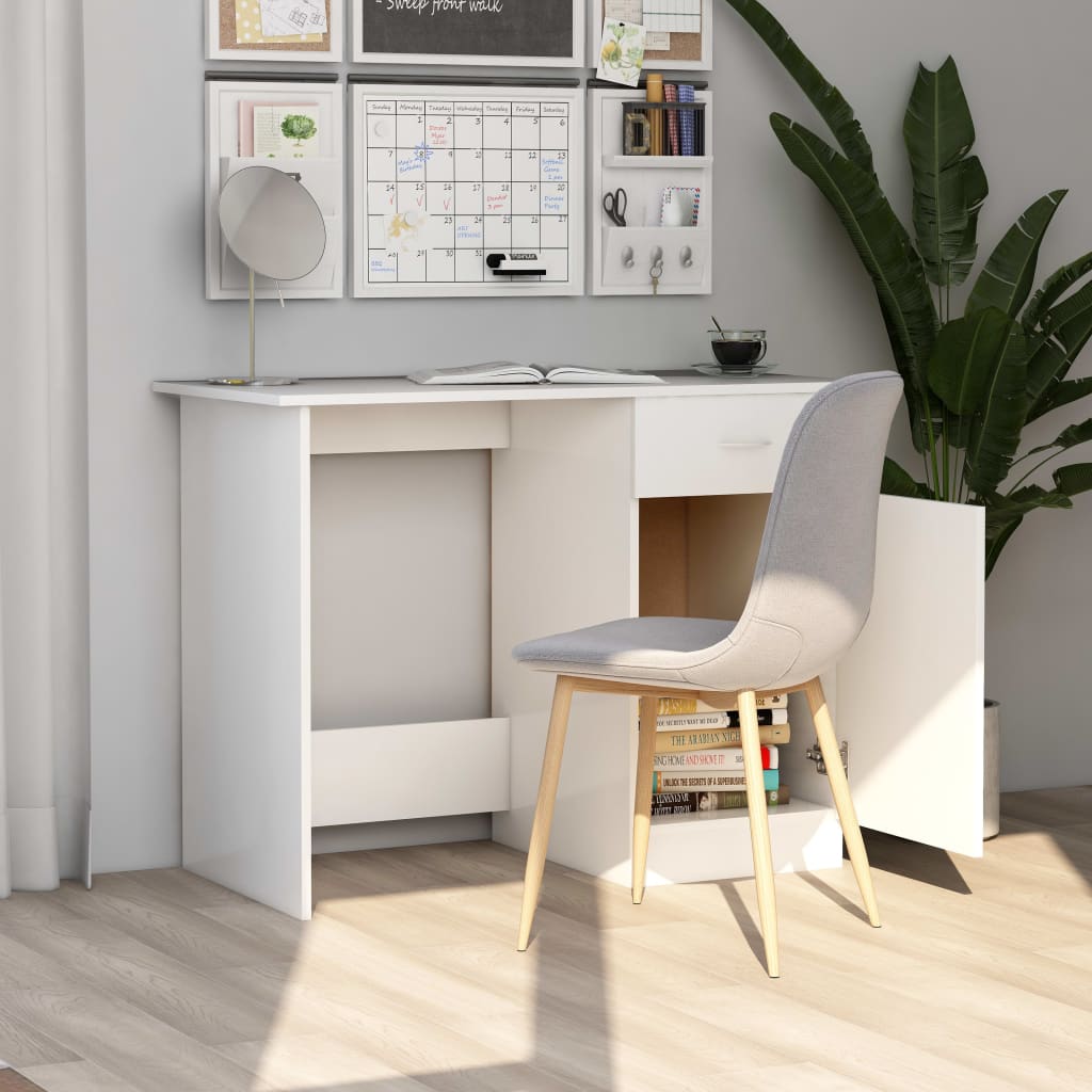 Desk White 100X50X76 Cm Engineered Wood