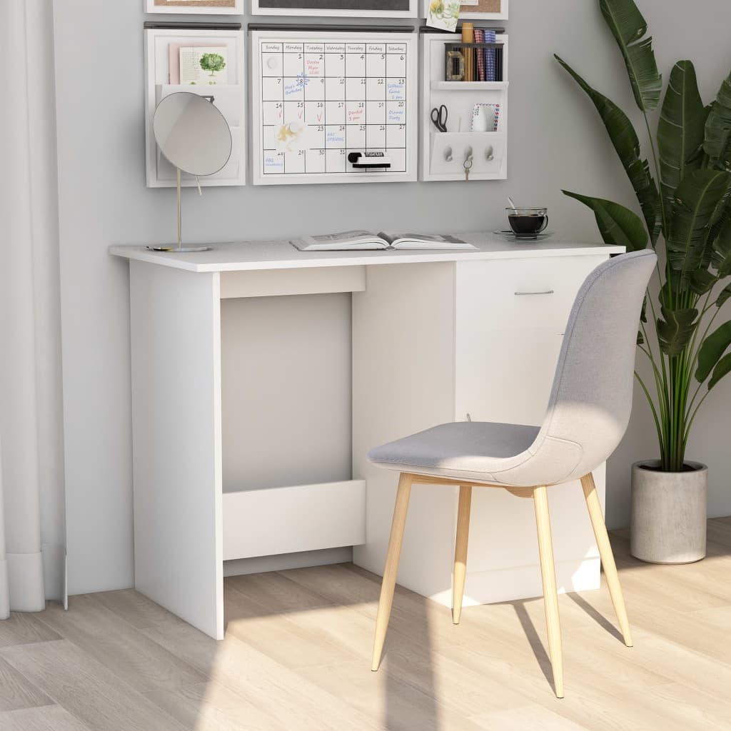 Desk White 100X50X76 Cm Engineered Wood