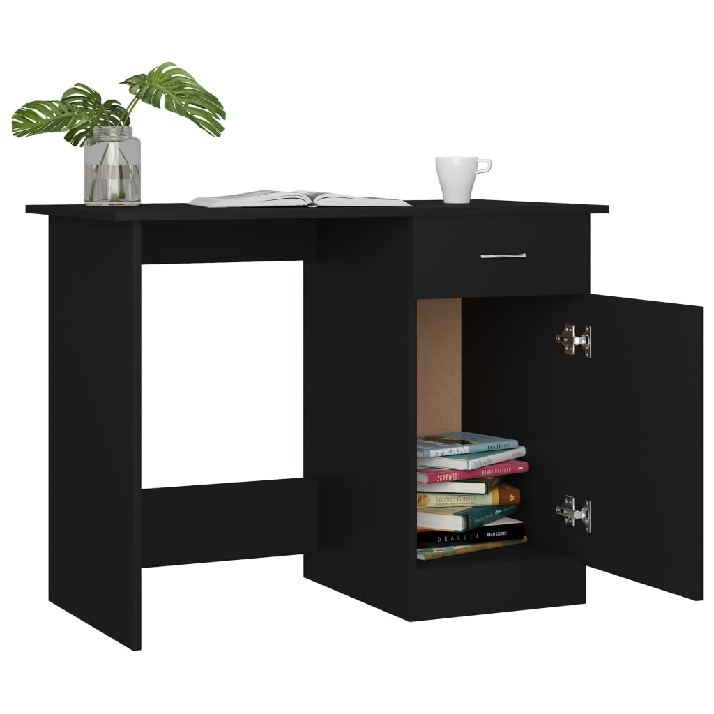 Desk Black 100X50X76 Cm Engineered Wood