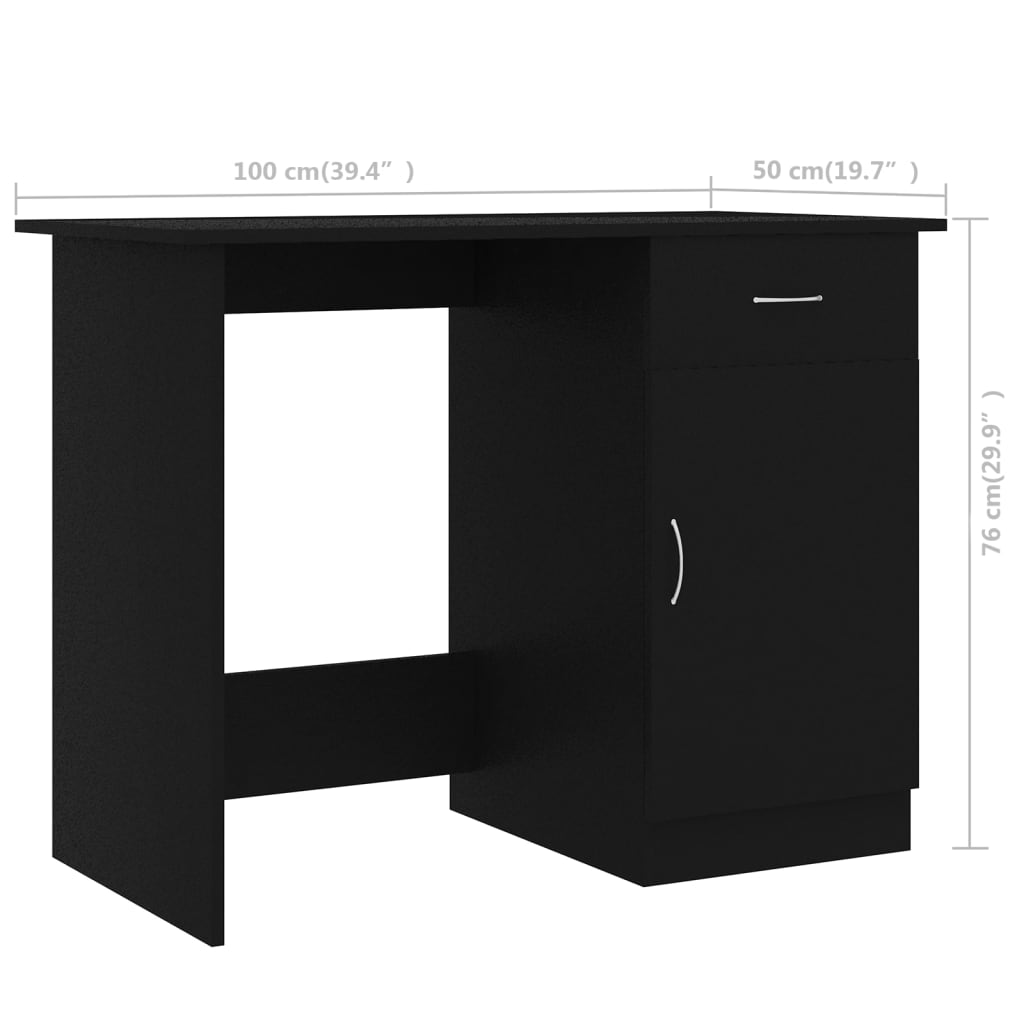 Desk Black 100X50X76 Cm Engineered Wood