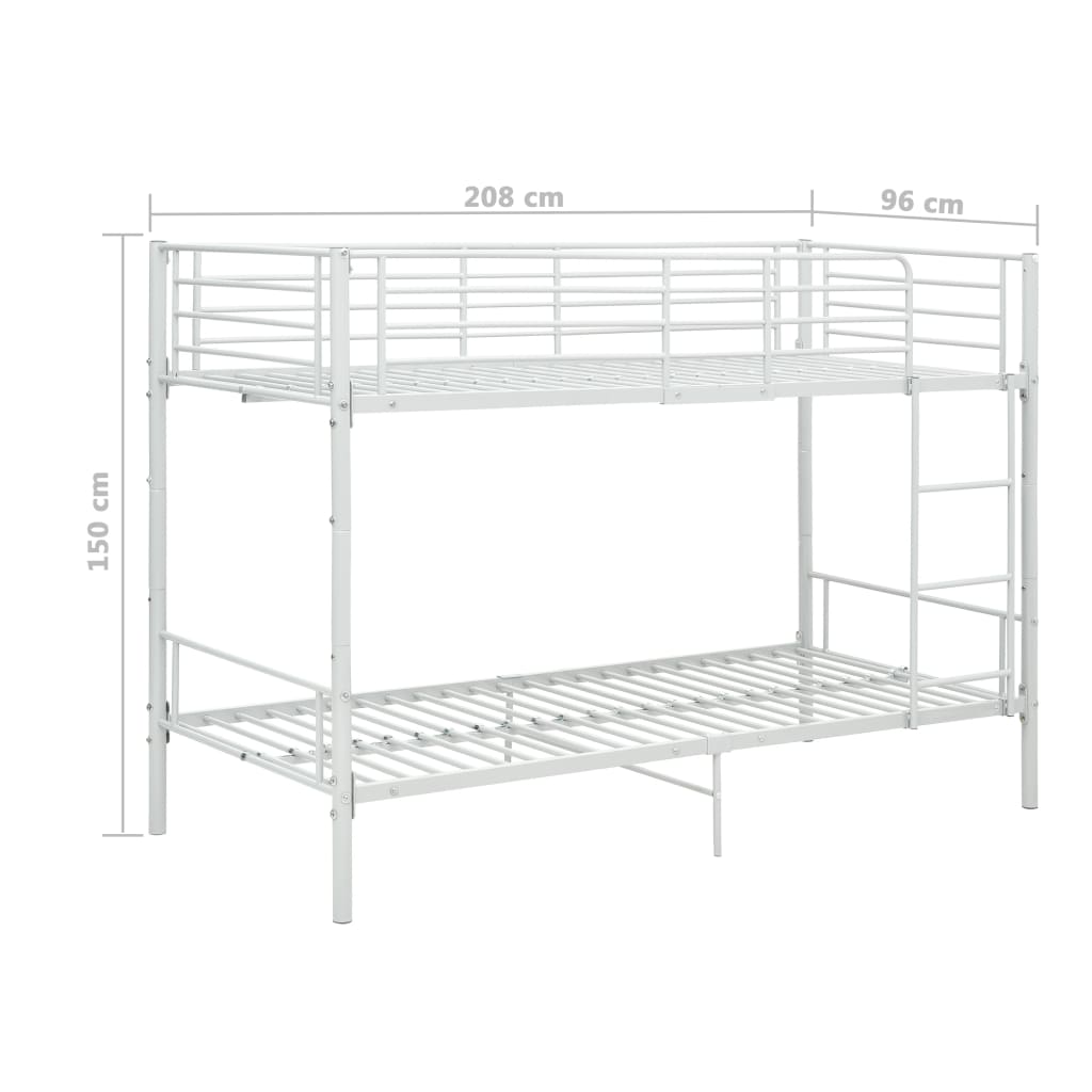 Bunk Bed White Metal 90X200 Cm