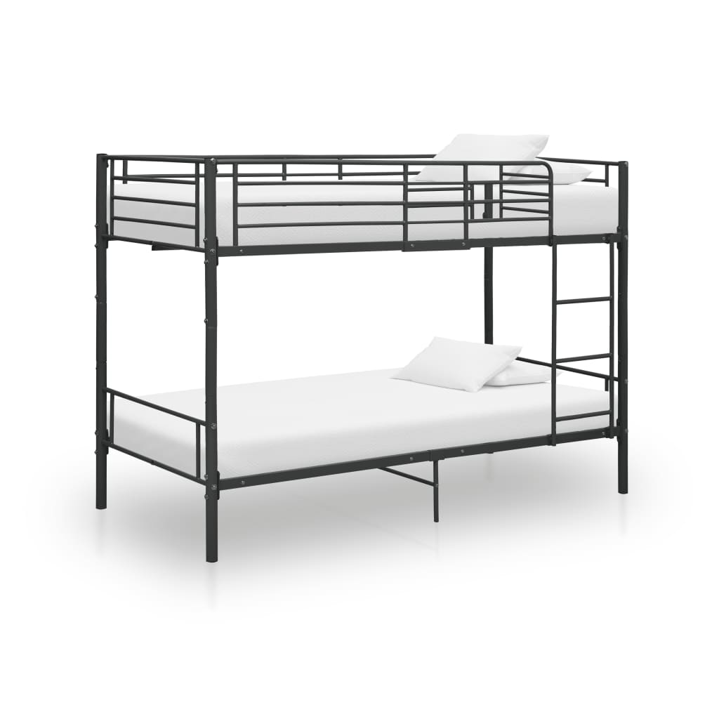 Bunk Bed Black Metal 90X200 Cm