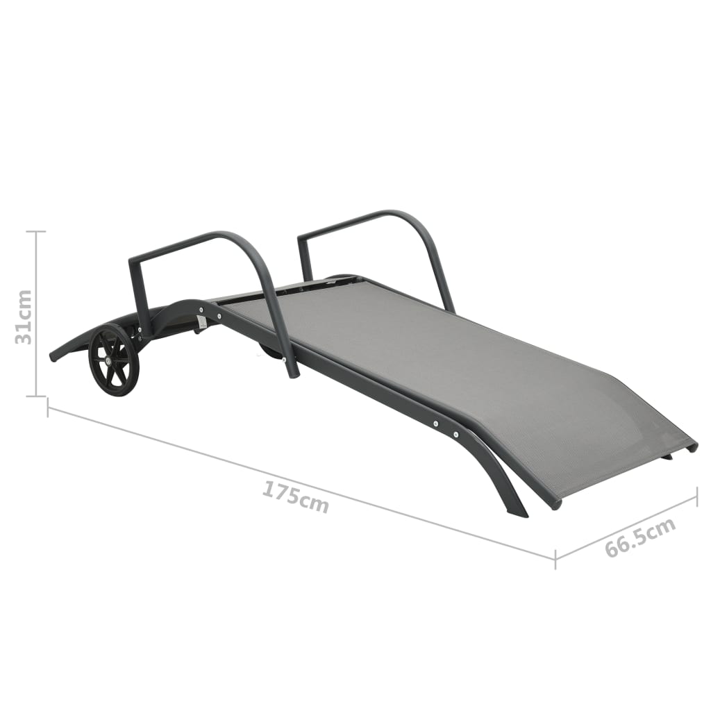 Sun Loungers 2 Pcs With Table Textilene And Steel