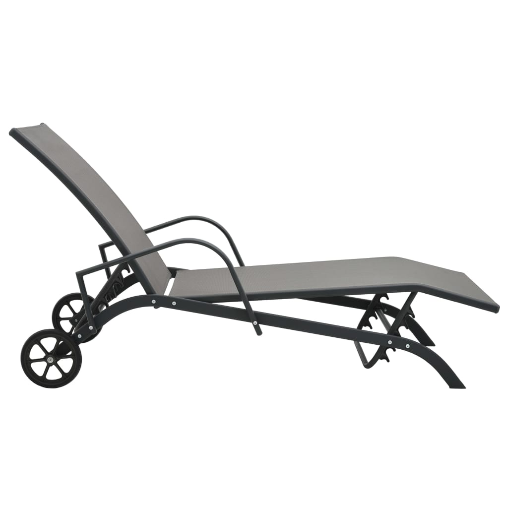 Sun Loungers 2 Pcs With Table Textilene And Steel