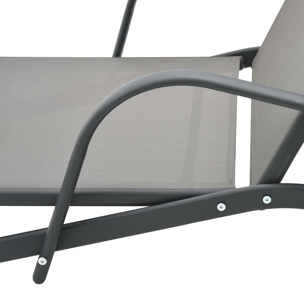 Sun Loungers 2 Pcs With Table Textilene And Steel