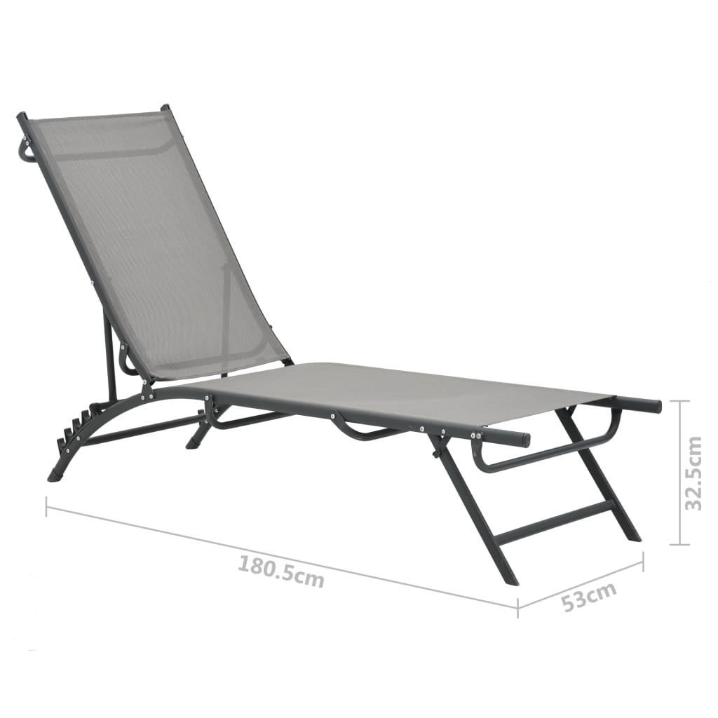 Sun Loungers 2 Pcs Textilene And Steel