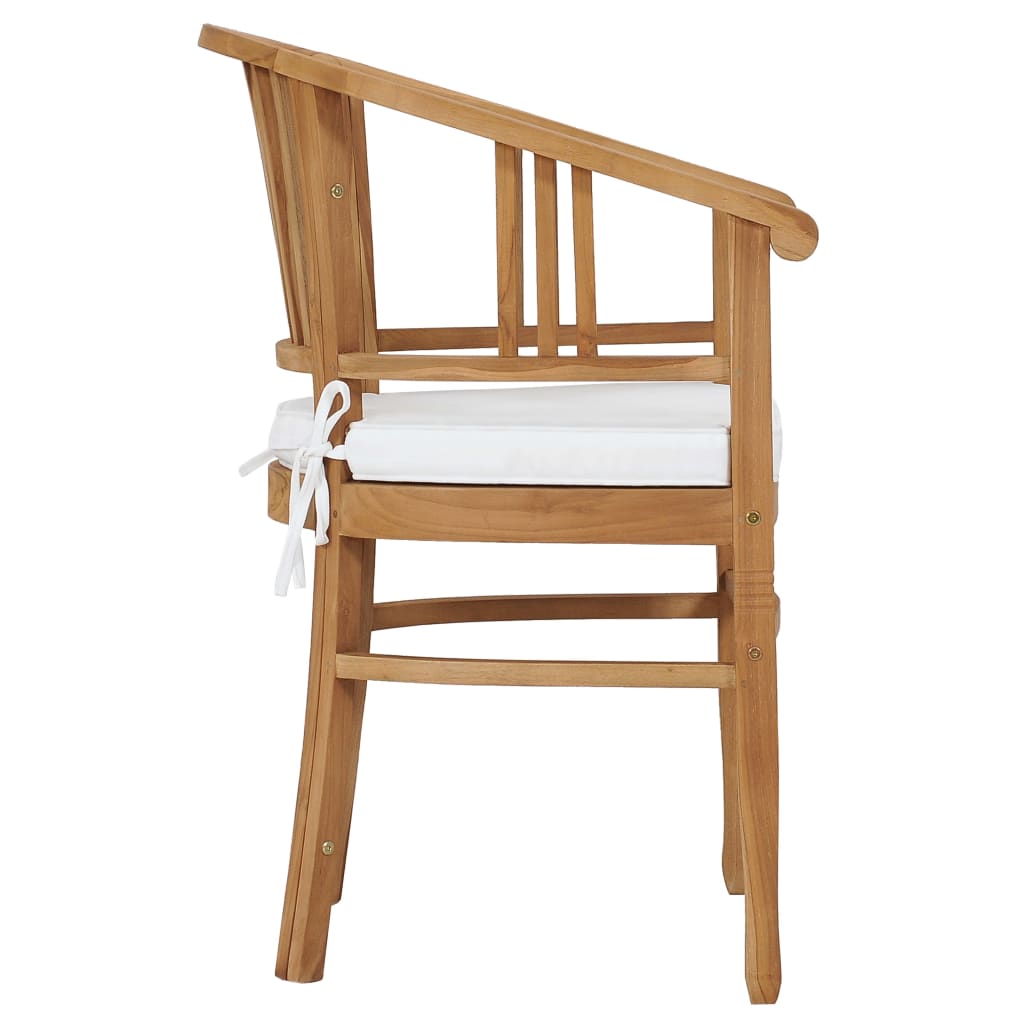 Garden Chairs With Cushions 2 Pcs Solid Teak Wood