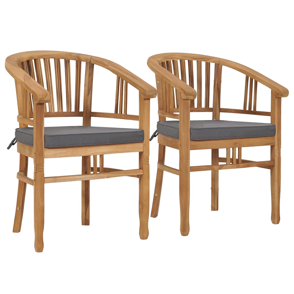 Garden Chairs With Cushions 2 Pcs Solid Teak Wood