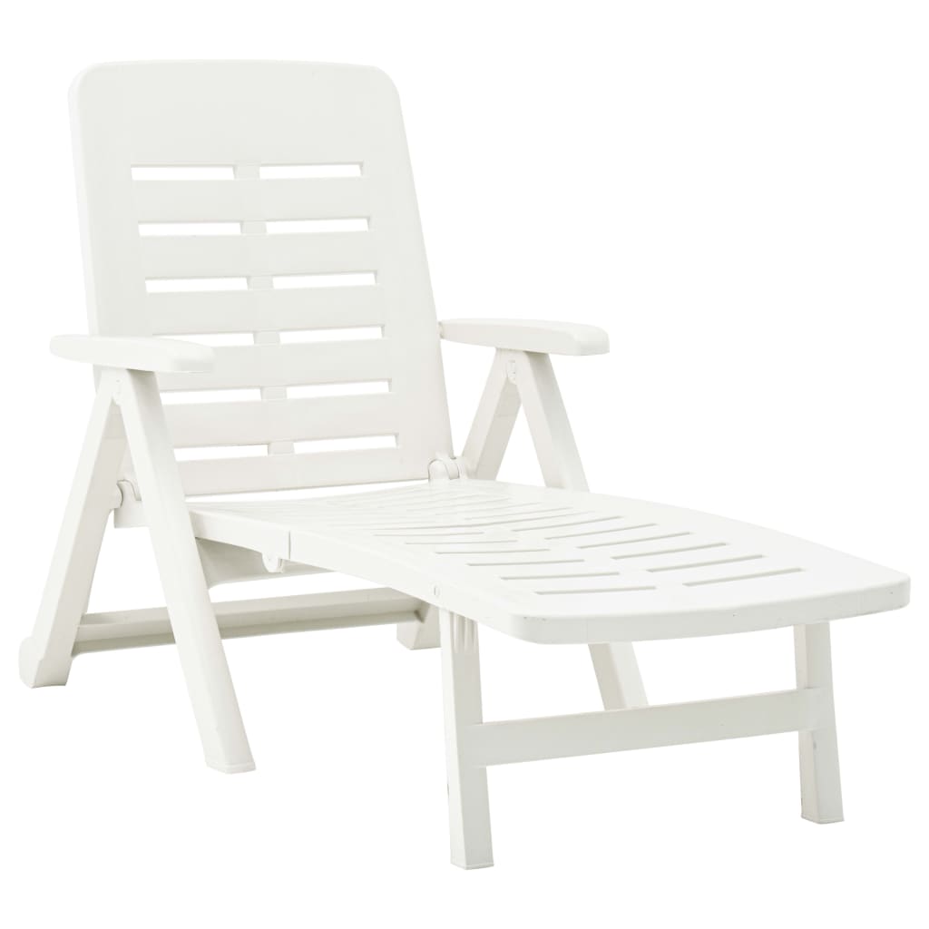 Folding Sun Lounger Plastic White