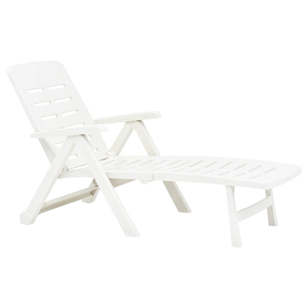 Folding Sun Lounger Plastic White