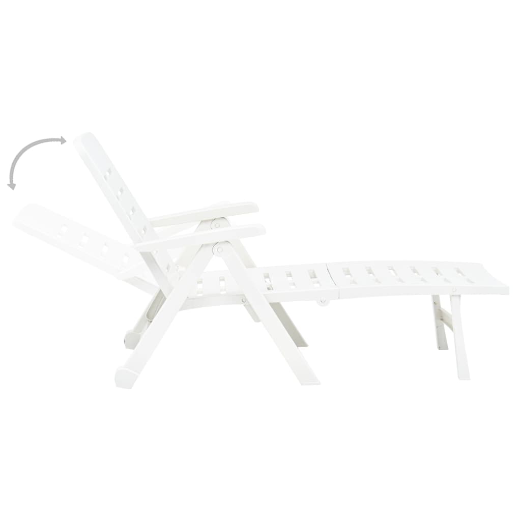 Folding Sun Lounger Plastic White