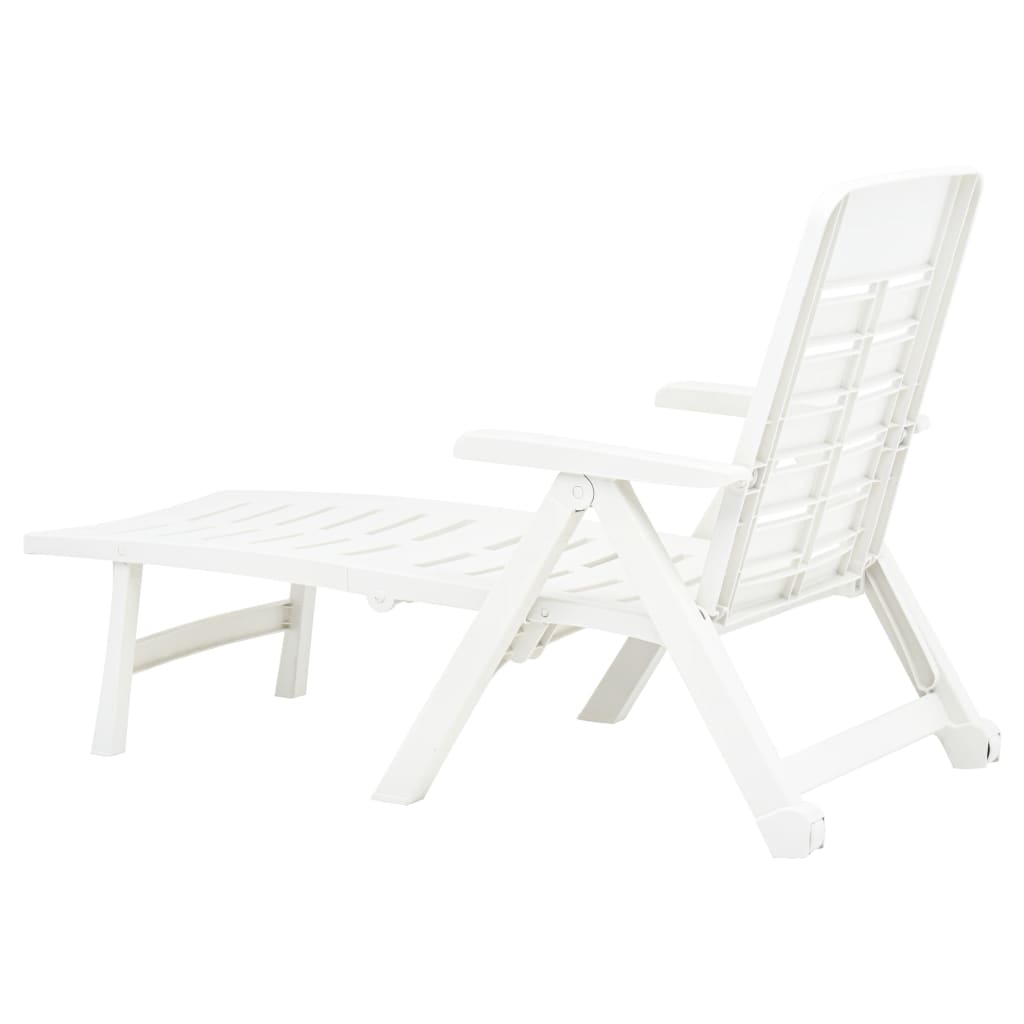 Folding Sun Lounger Plastic White