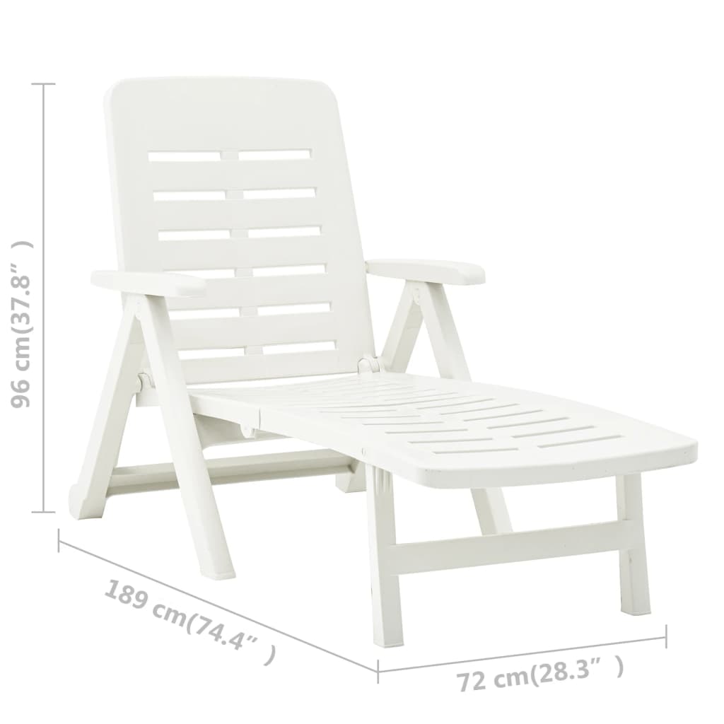 Folding Sun Lounger Plastic White