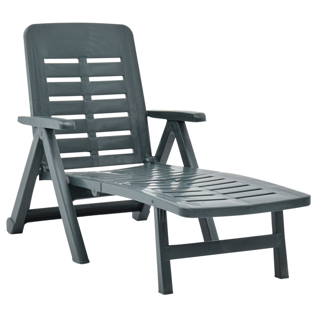 Folding Sun Lounger Plastic Green