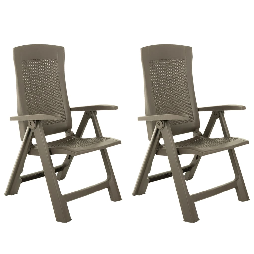 Garden Reclining Chairs 2 Pcs Plastic Mocca