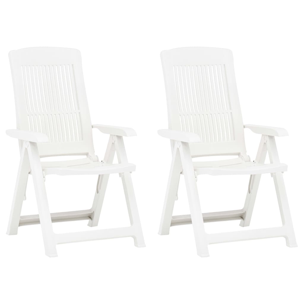 Garden Reclining Chairs 2 Pcs Plastic White