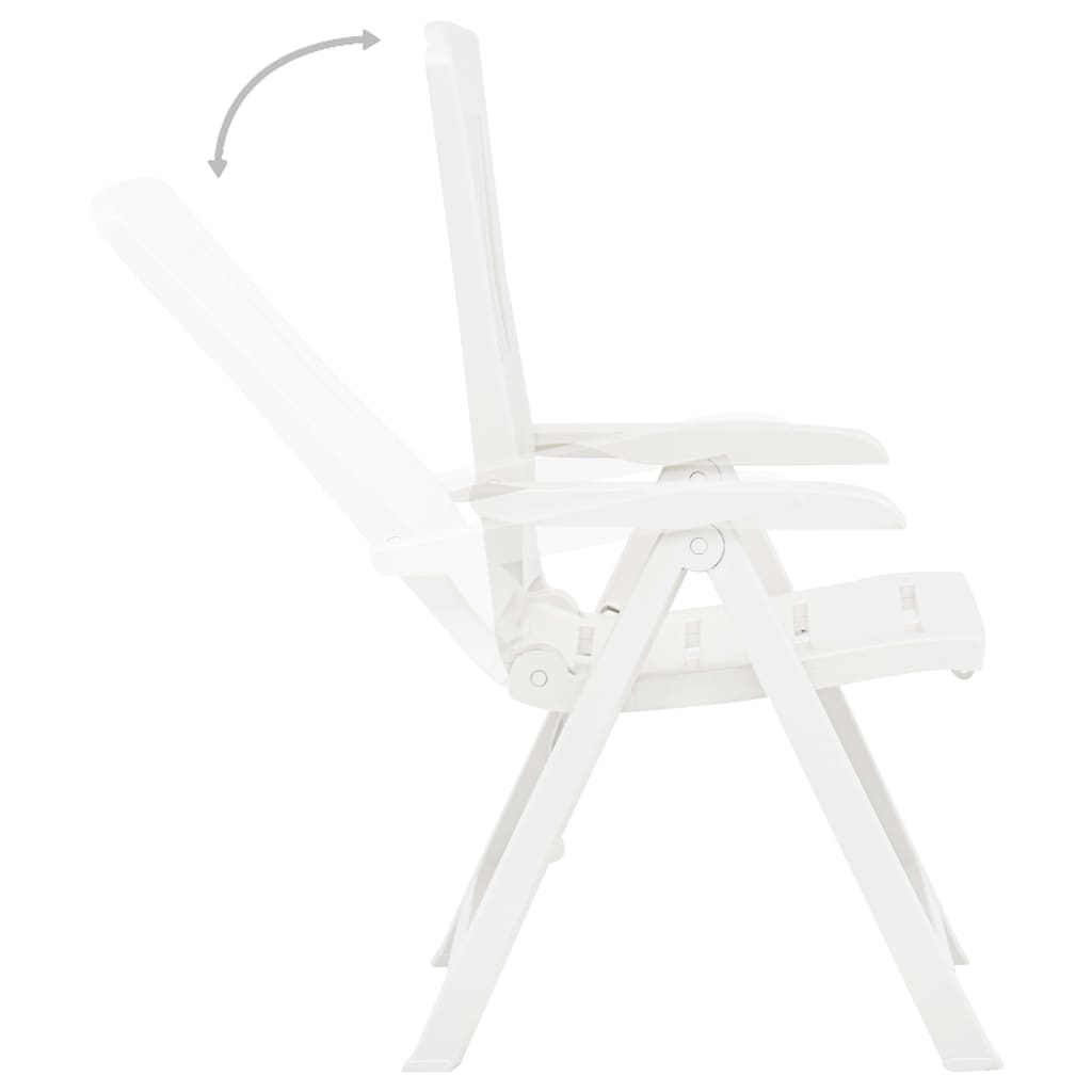 Garden Reclining Chairs 2 Pcs Plastic White