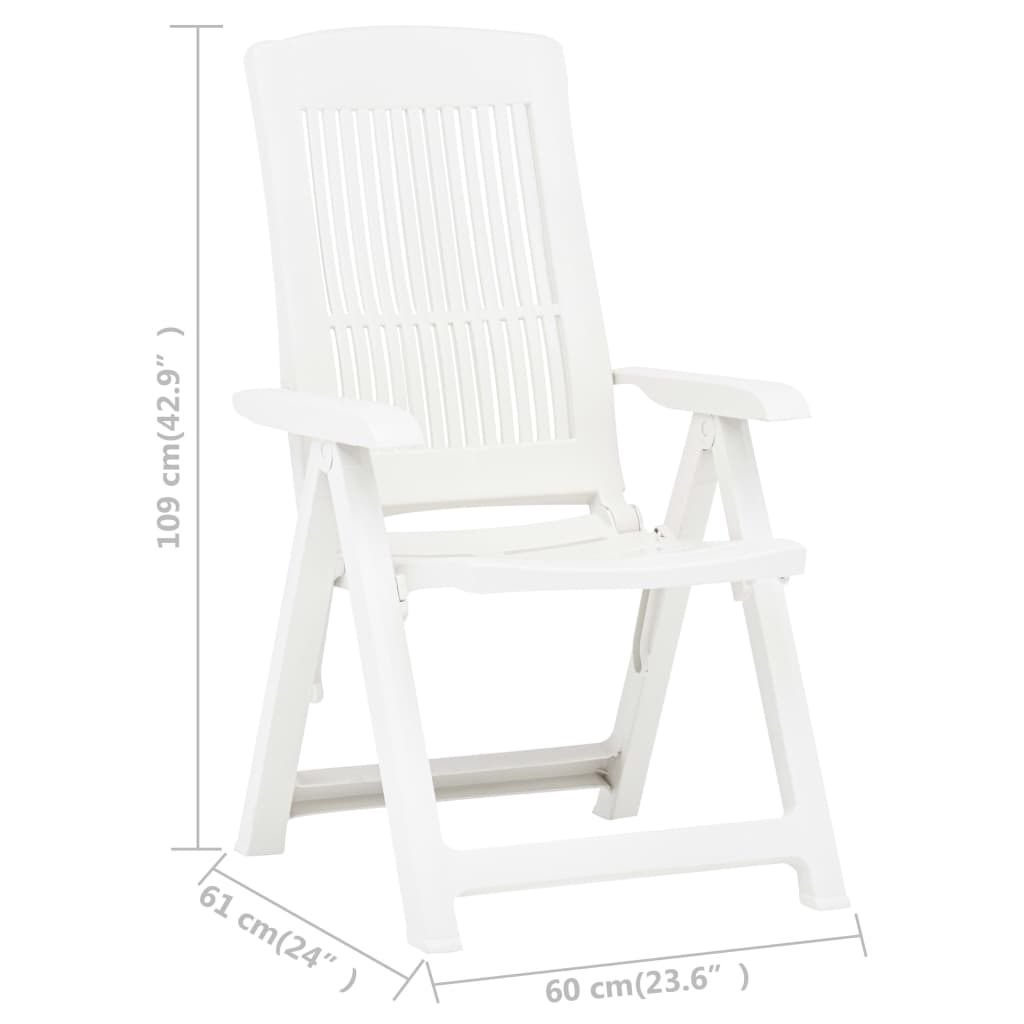 Garden Reclining Chairs 2 Pcs Plastic White