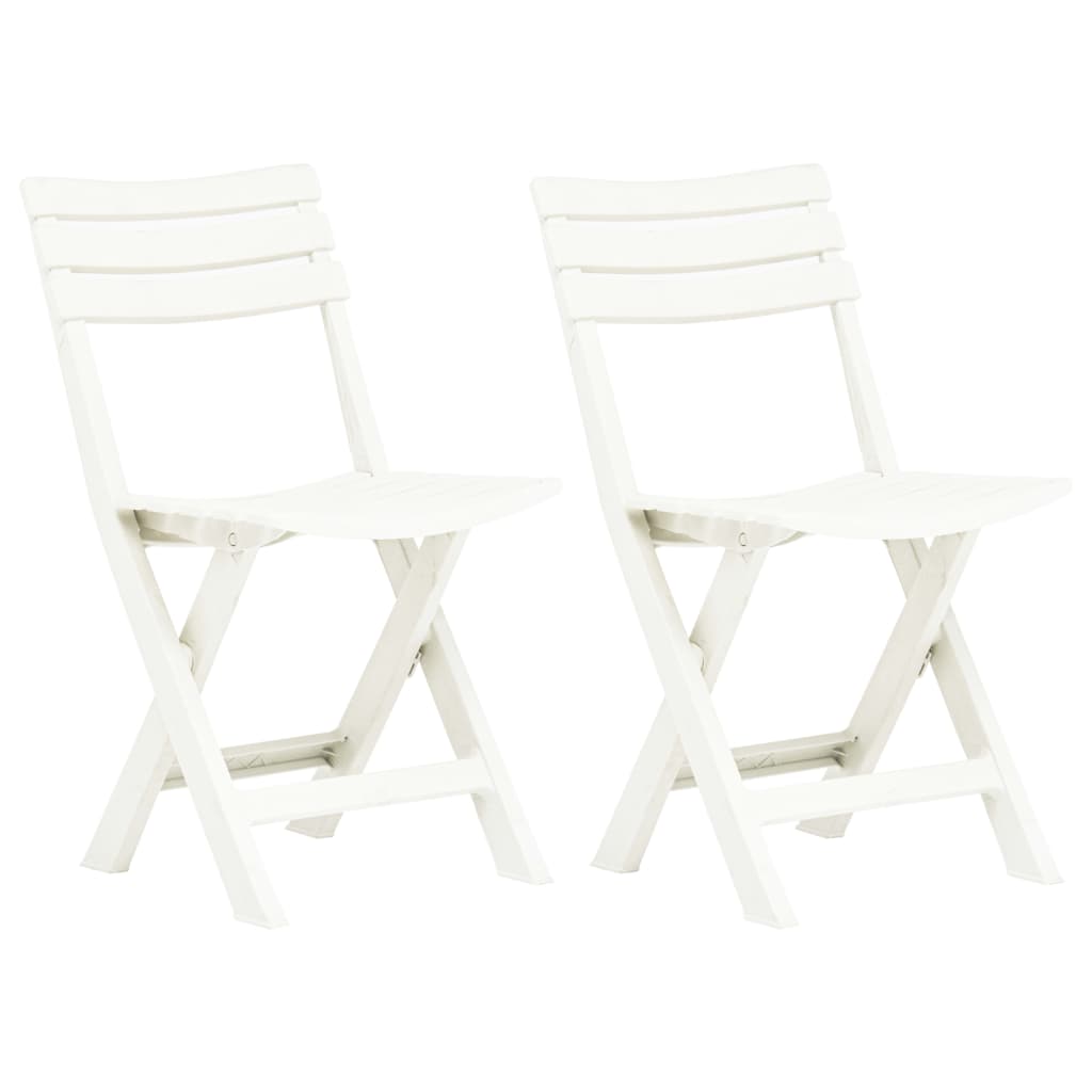 Folding Garden Chairs 2 Pcs Plastic White