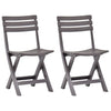 Folding Garden Chairs 2 Pcs Plastic Mocha