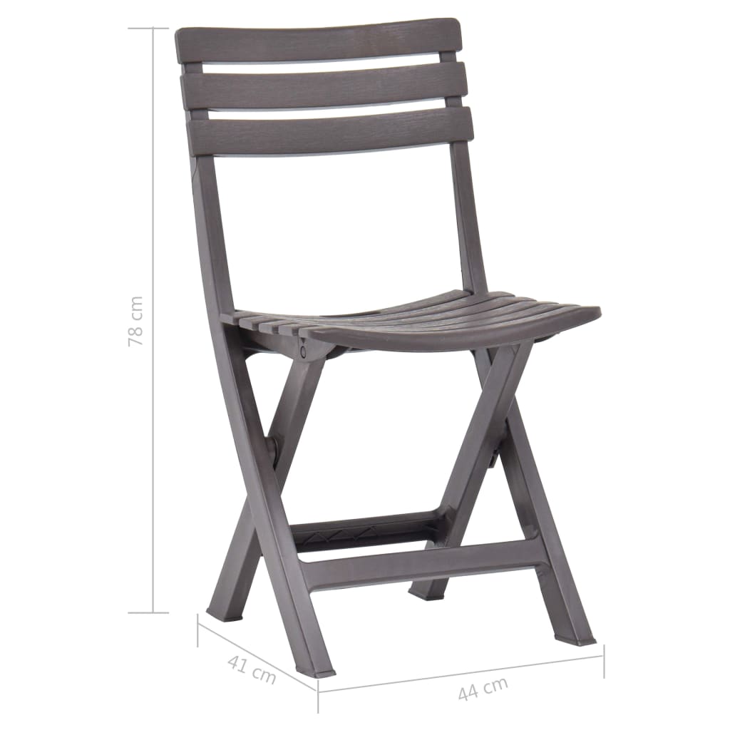 Folding Garden Chairs 2 Pcs Plastic Mocha