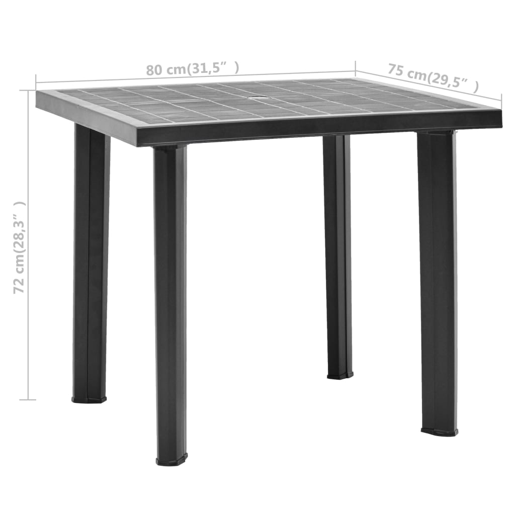 Garden Table Anthracite 80X75X72 Cm Plastic