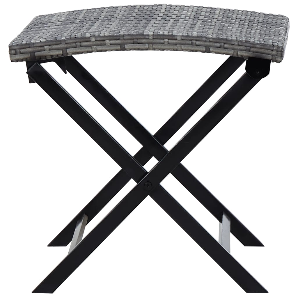 Folding Stool Poly Rattan Grey