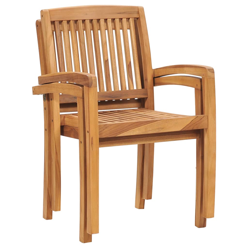 Stacking Garden Dining Chairs 2 Pcs Solid Teak Wood