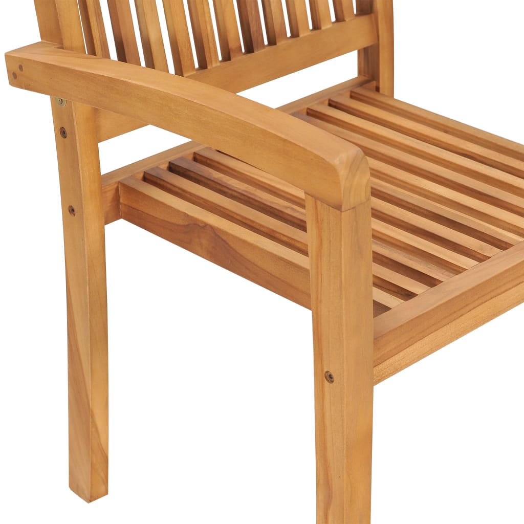 Stacking Garden Dining Chairs 2 Pcs Solid Teak Wood