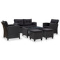 6 Piece Garden Sofa Set With Cushions Poly Rattan Black