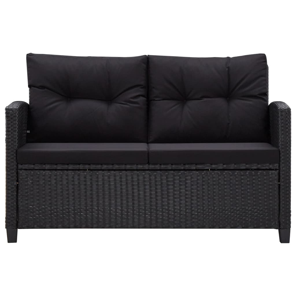 6 Piece Garden Sofa Set With Cushions Poly Rattan Black