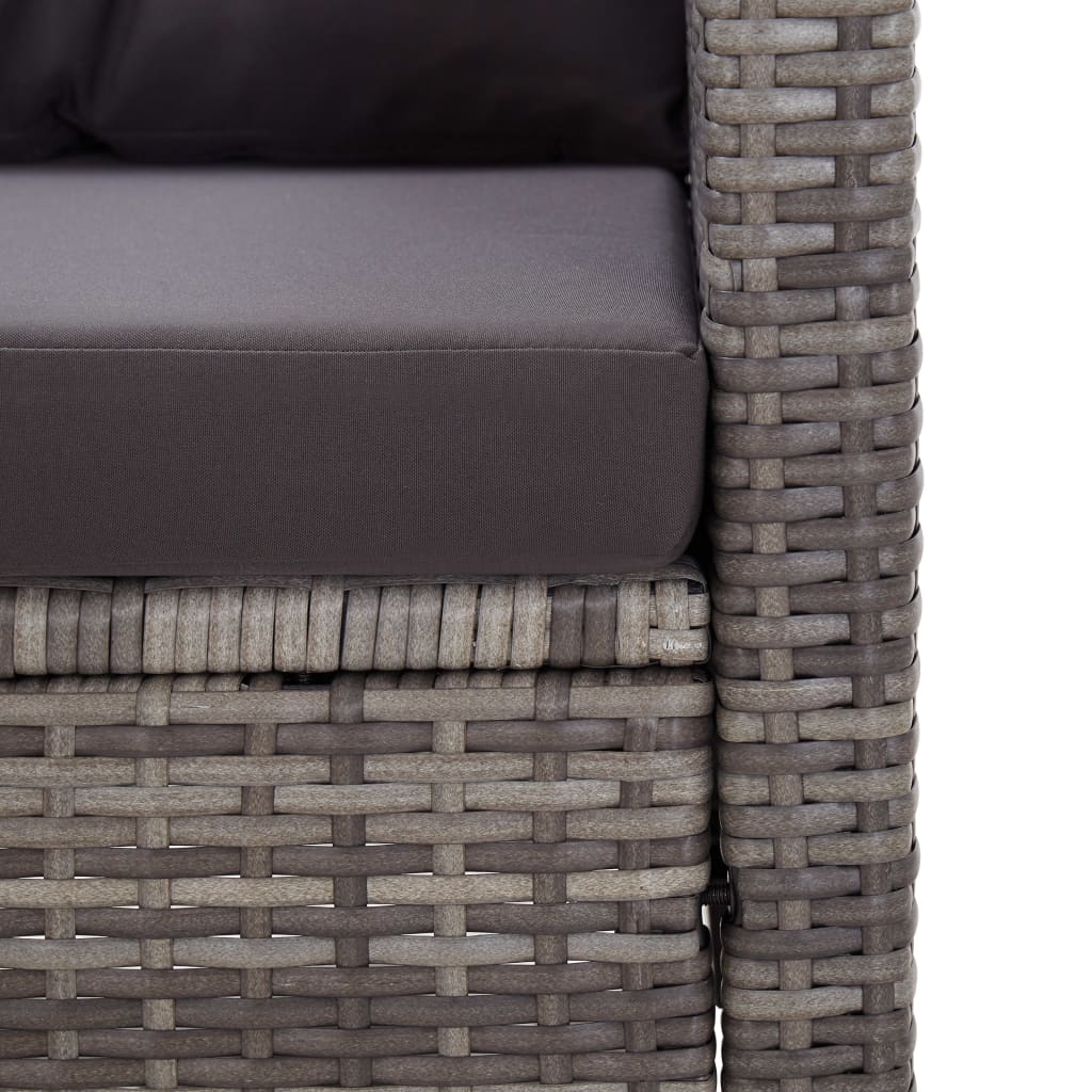 2-Seater Garden Sofa With Cushions Grey 124 Cm Poly Rattan