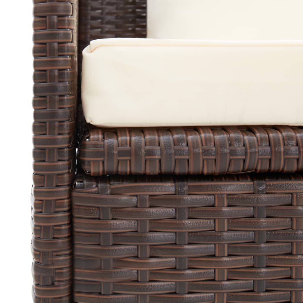 Garden Bed With Cushion & Pillows Poly Rattan Brown