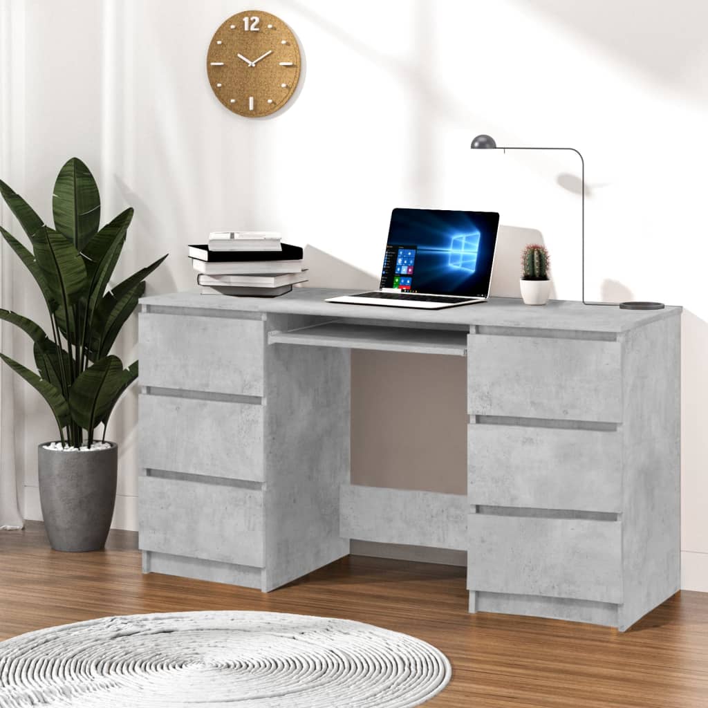 Writing Desk Concrete Grey 140X50X77 Cm Engineered Wood