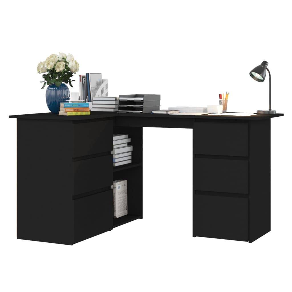 Corner Desk Black 145X100X76 Cm Engineered Wood