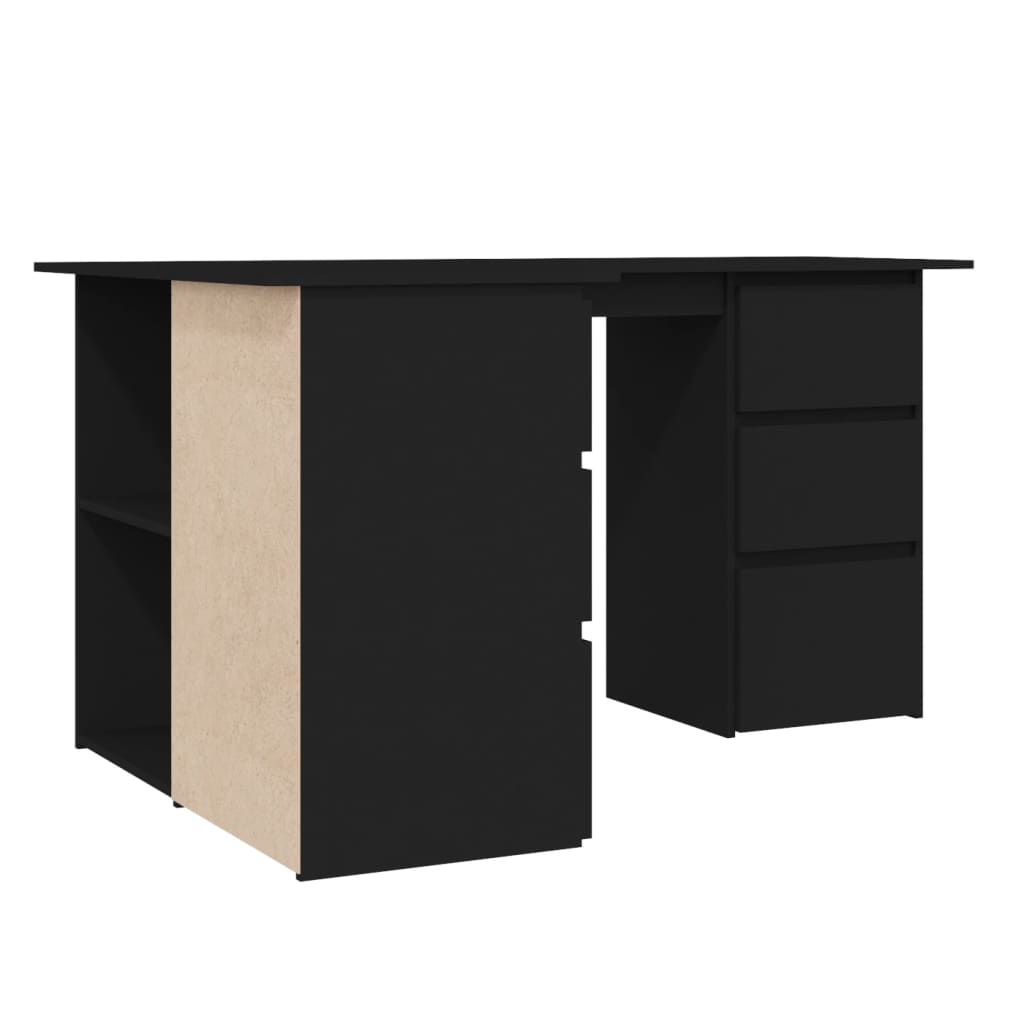 Corner Desk Black 145X100X76 Cm Engineered Wood