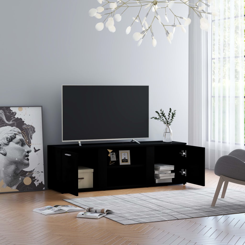 Tv Cabinet Black 120X34X37 Cm Engineered Wood