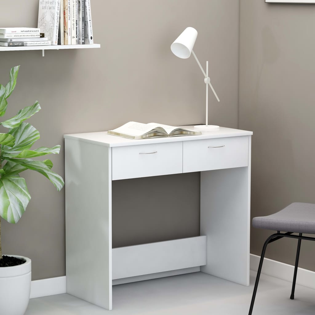 Desk White 80X40X75 Cm Engineered Wood