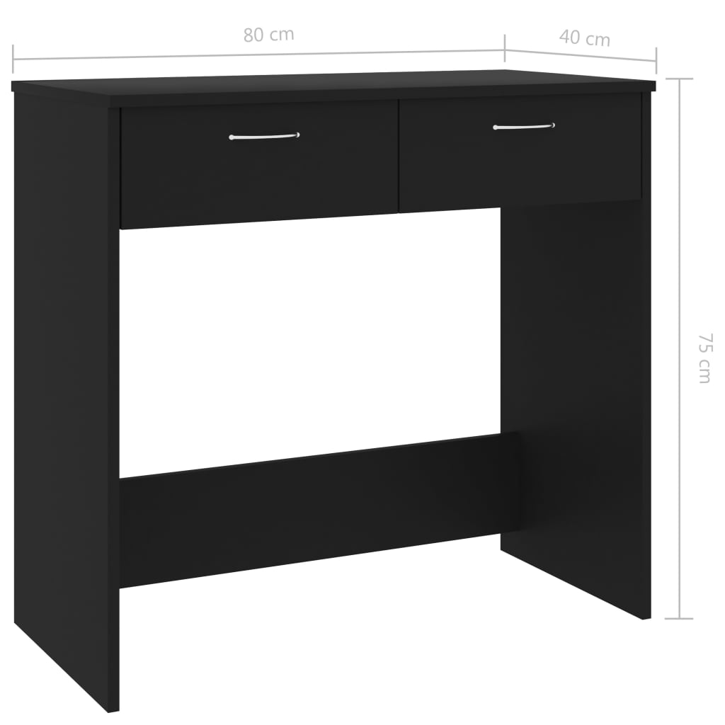 Desk Black 80X40X75 Cm Engineered Wood