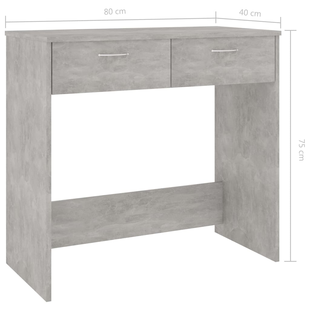 Desk Concrete Grey 80X40X75 Cm Engineered Wood