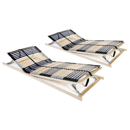 Slatted Bed Bases 2 Pcs With 42 Slats 7 Zones 90X200 Cm