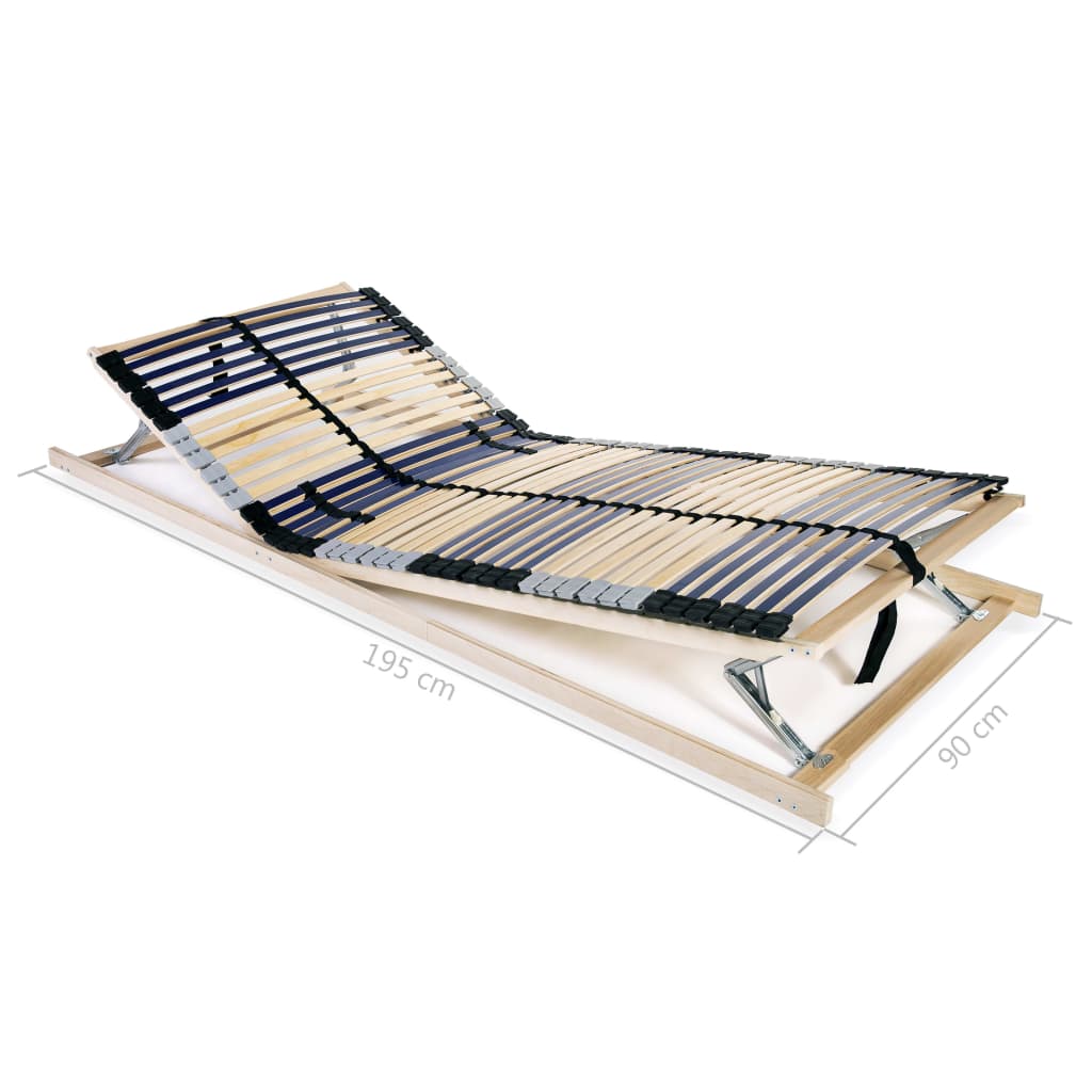 Slatted Bed Bases 2 Pcs With 42 Slats 7 Zones 90X200 Cm