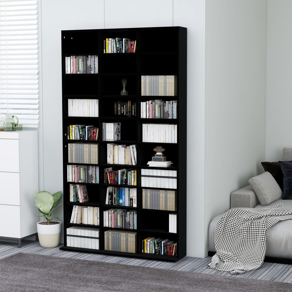 Cd Cabinet Black 102X16X177.5 Cm Engineered Wood